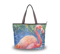 Borsa tote in tessuto di seta con cerniera borsa estiva per pulcini borse da donna a spalla per ballo di fine anno, fidanzamento, cocktail, feste, matrimoni (fenicottero rosso acquerello) L