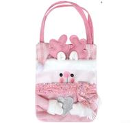 Borsa tote in tessuto riutilizzabile con motivo Babbo Natale e pupazzo di neve e alce, spaziosa con comode maniglie per un facile trasporto (ELK)