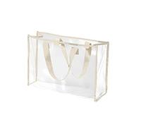 Borsa tote in velluto a coste borsa cosmetica multifunzionale trasparente borsa da bagno grande capacità borsa da spiaggia borsa per la spesa, cachi, Taglia unica