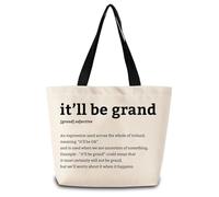 Borsa Tote Inspiring Definition It'Ll Be Grand Grande Borsa A Tracolla In Tela Personalizzata Con Manici Shopper In Tela, Per Donna, Shopping, Lavoro, 50x40cm