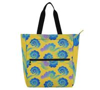 Borsa tote irregolare tie-dye in giallo e blu per bambini, per ragazzi, ragazze e adulti, grande, resistente, riutilizzabile, borsa per libri da biblioteca, borsa della spesa, per università, shopping