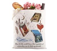 Borsa tote ispirata a Crescentt City, regalo per amanti dei libri, per fan del Sjjm, riutilizzabile, borsa della spesa, Aiuta i miei amici3, large