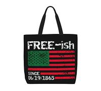 Borsa Tote Juneteenth Free-Ish Since 1865 Celebrate Black Freedom Borsa Di Tela Riutilizzabile Grande Capacità Borsone Da Viaggio, Per Donna, Scuola, Quotidiano Vita