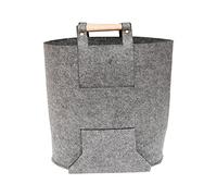 Borsa tote Korbond - Borsa a secchiello per la spesa in feltro grigio con manici in legno