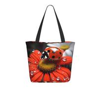 Borsa Tote Ladybug Flower Borsa A Spalla Grande Capacità Lavabile Tracolla, Per Lavoro, Scuola, Yoga, 50x40cm