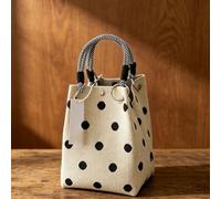 Borsa tote lavorata a maglia, a pois, borsa a mano spessa da viaggio per | Borsa a secchiello geometrica sagomata con manico intrecciato per riporre il salotto del fine settimana delle donne
