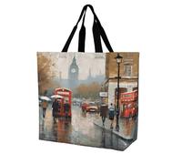 Borsa Tote London Impression Borsa A Mano Grande Capacità Riutilizzabile Tracolla, Per Lavoro, Shopping, Quotidiano Vita, Donna