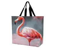 Borsa Tote Painting Flamingo Borsa Da Spiaggia Riutilizzabile Grande Capacità Shopper In Tela, Per Donna, Yoga, Shopping, 50x40cm