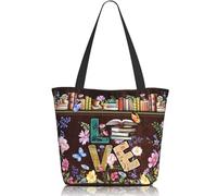 Borsa tote per amanti dei libri, ideale come regalo per donna, borsa a tracolla, borse per lo shopping, per lavoro, compleanno, festa della mamma.