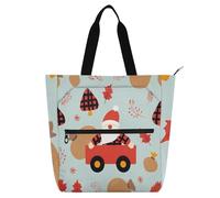 Borsa tote per bambini con gnomo autunnale, per bambini e adulti, gotica, leggera, riutilizzabile, con cerniera, per scuola, lavoro, viaggi, forniture scolastiche arcobaleno