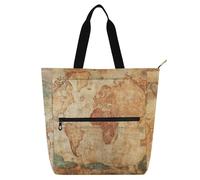 Borsa tote per bambini con mappa antica retrò carina per ragazzi ragazze adulti leggera biblioteca borsa con tasche con cerniera per la scuola shopping drogheria