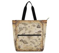 Borsa tote per bambini con mappa del tesoro del gioco RPG pirati per bambini e adulti, borsa gotica grande borsa per la spesa borsa da spiaggia con tasche con cerniera per scuola, lavoro, viaggi