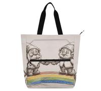 Borsa tote per bambini con nano arcobaleno retrò carino per ragazzi ragazze adulti grande libro per bambini borsa della spesa riutilizzabile per scuola e tempo di gioco