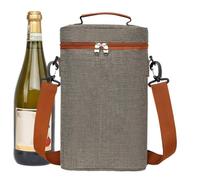 Borsa tote per bottiglie di vino, borsa termica per 2 bottiglie, borsa termica per vino, elegante borsa regalo per 2 bottiglie, riutilizzabile con manico, per Natale e, grigio, Refer to