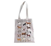 Borsa tote per cavalli Regalo per gli amanti dei cavalli Regalo per le donne Borsa a mano Cavallo Regalo ispiratore per i fan del cavallo Borsa per la spesa, Borsa Ku Razze Cavalli del Mondo, large