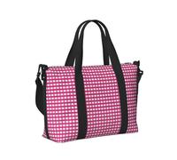 Borsa tote per computer portatile da donna, da lavoro, a quadretti, rosa, borsa da palestra per donne e uomini, oggetti personali, borsa a tracolla da viaggio, borsa da viaggio per il weekend, da