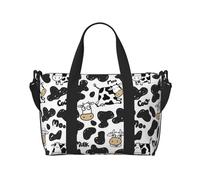 Borsa tote per computer portatile da donna, da lavoro, con mucca carina, nera e bianca, borsa da viaggio, borsa da palestra per donne e uomini, oggetti personali, borsa da viaggio per donne e uomini