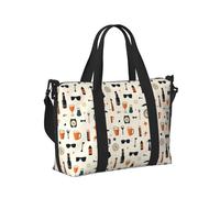 Borsa tote per computer portatile da donna, da lavoro, con orologio e occhiali da birra, stampa weekender, per la notte, da viaggio, da palestra, da uomo, per oggetti personali