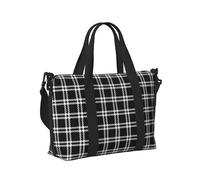 Borsa tote per computer portatile da donna, da lavoro, con stampa a quadri bianchi e neri, borse da viaggio per la notte, borsa da viaggio da donna, borsa da palestra da uomo, borsa da viaggio a
