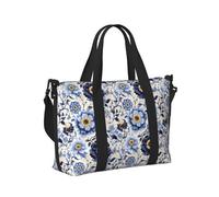 Borsa tote per computer portatile da donna, da lavoro, con stampa di fiori blu inchiostro, borse da viaggio per donne, viaggi, palestra, borsone da uomo, borsa da viaggio a tracolla per uomo