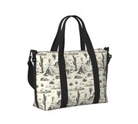 Borsa tote per computer portatile da donna, da lavoro, con stampa di paesaggi con cactus occidentale, borsa da viaggio per donne, borsa da viaggio da donna, borsone da palestra da uomo, borsa da