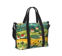 Borsa tote per computer portatile da donna, da lavoro, con stampa di paesaggi di villaggio, borse da viaggio per donne, da viaggio, da palestra, da uomo, per oggetti personali, borsa da viaggio a