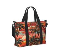 Borsa tote per computer portatile da donna, da lavoro, con stampa di paesaggi tropicali con tramonto e tramonto, borsa da viaggio per donne, borsa da viaggio da donna, borsone da palestra da uomo