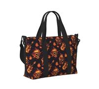 Borsa tote per computer portatile da donna, da lavoro, con stampa di teschio di fuoco rosso, borsa da viaggio per la notte, borsa da viaggio da donna, borsone da palestra per uomini, borsa da viaggio