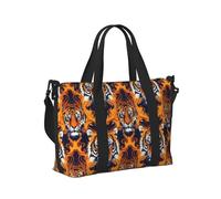 Borsa tote per computer portatile da donna, da lavoro, con stampa di testa di tigre gialla e fiamma, borsa da viaggio da donna, borsa da viaggio da donna, borsa da palestra da uomo, borsa da viaggio a