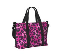 Borsa tote per computer portatile da donna, da lavoro, con stampa leopardata rossa e rosa, borsa da viaggio da donna, da viaggio, da palestra, da uomo, borsa da viaggio a tracolla per uomo