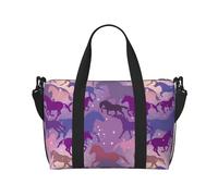 Borsa tote per computer portatile da donna, da lavoro, fantasia con cavalli, colore sfumato, borsa da viaggio, borsa da palestra per donne e uomini, borsa da viaggio a tracolla per donne e uomini