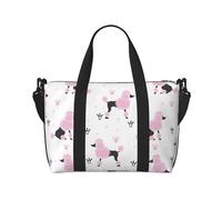 Borsa tote per computer portatile da donna, da lavoro, rosa con simpatico barboncino e corona di cane, borsa da palestra per donne e uomini, borsa da viaggio per donne e uomini, borsa da viaggio per
