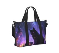 Borsa tote per computer portatile da donna, lavoro, Halloween, misterioso gatto nero, borsa da palestra per donne e uomini, borsa da viaggio a tracolla per oggetti personali, borsa da viaggio, borsa