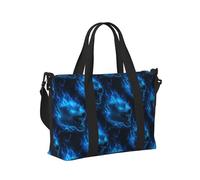 Borsa tote per computer portatile da donna, lavoro, testa di lupo fulmine, stampa con fiamma blu, borsa da viaggio per donne, borsa da viaggio da donna, borsone da palestra da uomo, borsa da viaggio a