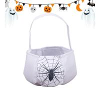 Borsa tote per Halloween, riutilizzabile, con manici, per caramelle, spaventosa e spaventosa, per donne, ragazzi, ragazze, adolescenti, giovani, sorelle, figlie, fidanzate, mogli, Ragnatela bianca