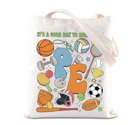 Borsa tote per insegnante in polietilene, regalo per la giornata dell'insegnante, regalo per il giorno del gioco, educazione fisica, insegnante, vita, borsa di tela It's a good day to run and play