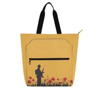 Borsa tote per libri decorativi per ragazzi ragazze donne soldato del giorno commemorativo nazionale con pistola gialla borsa tote leggera per biblioteca, borsa tote con tasche