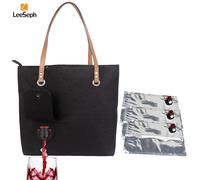 Borsa tote per vino Leeseph Beach con 3 borse per vescica e set di beccucci, borsa termica per vino per picnic, campeggio, viaggi, feste, cene Black
