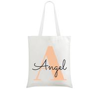 Borsa tote personalizzata, borsa da spiaggia in tela con nome personalizzato, foto testo logo viaggi shopping borse regalo per donne, Iniziali+nome, 13.4 x 15.4 inches