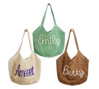 Borsa Tote Personalizzata Per Le Vacanze Estive, Borsa All'uncinetto Personalizzata Per La Luna Di Miele, Borse A Tracolla Indispensabili Per Una Fuga Tropicale, Borsetta Da Spiaggia Fatta A Mano