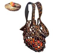 Borsa tote pieghevole in pelle fatta a mano, borsa a rete 2 in 1, cuscino pieghevole e borsa per la spesa, robusta e resistente, adatta per spiaggia, scuola, palestra