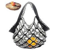 Borsa tote pieghevole in pelle fatta a mano, borsa a rete 2 in 1, cuscino pieghevole e borsa per la spesa, robusta e resistente, adatta per spiaggia, scuola, palestra