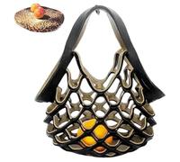 Borsa tote pieghevole in pelle fatta a mano, borsa a rete 2 in 1, cuscino pieghevole e borsa per la spesa, robusta e resistente, adatta per spiaggia, scuola, palestra