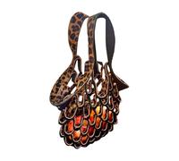 Borsa tote pieghevole in pelle | Unica stampa leopardata fatta a mano | Borsa per la spesa alla moda ritagliata | Elegante borsa da mercato da donna, F, 1