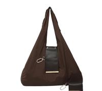 Borsa tote portachiavi, borsa portatile per gli ordini quotidiani, borsa riutilizzabile per la spesa e da viaggio, borsa compatta ed espandibile in pelle vegana con portachiavi, 2 marroni, 1