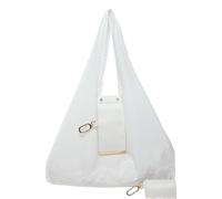 Borsa tote portachiavi, borsa portatile per gli ordini quotidiani, borsa riutilizzabile per la spesa e da viaggio, borsa compatta ed espandibile in pelle vegana con portachiavi, 2 bianchi, 1
