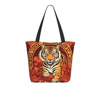 Borsa Tote Prosperity In The Year Of The Tiger Borsa A Tracolla Grande Con Manici Lavabile Tracolla, Per Scuola, Yoga, Shopping, 50x40cm