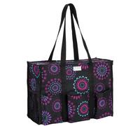 Borsa tote Pursetti con tasche e scomparti - Borsa tote perfetta per infermieri, insegnanti, donne e borse per lavori artigianali (Cerchio viola_