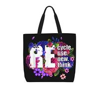 Borsa Tote Recycle Reuse Renew Rethink Borsa Da Spiaggia Personalizzata Casuale Borsone Da Viaggio, Per Quotidiano Vita, Spiaggia, Lavoro
