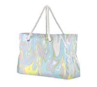 Borsa tote robusta in stile laser blu-giallo con cerniera con tasche laterali grandi borse da spiaggia per viaggi, palestra, vacanze